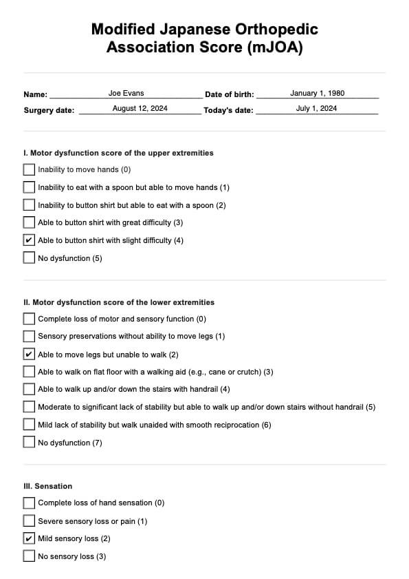 Puntuación mJOA PDF Example