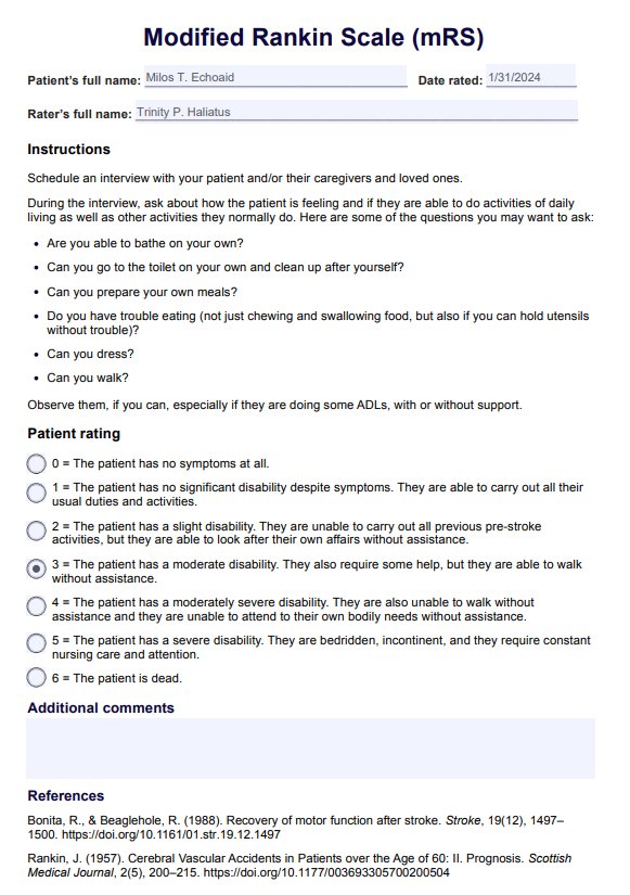 Modified Rankin Scale (mRS) PDF Example