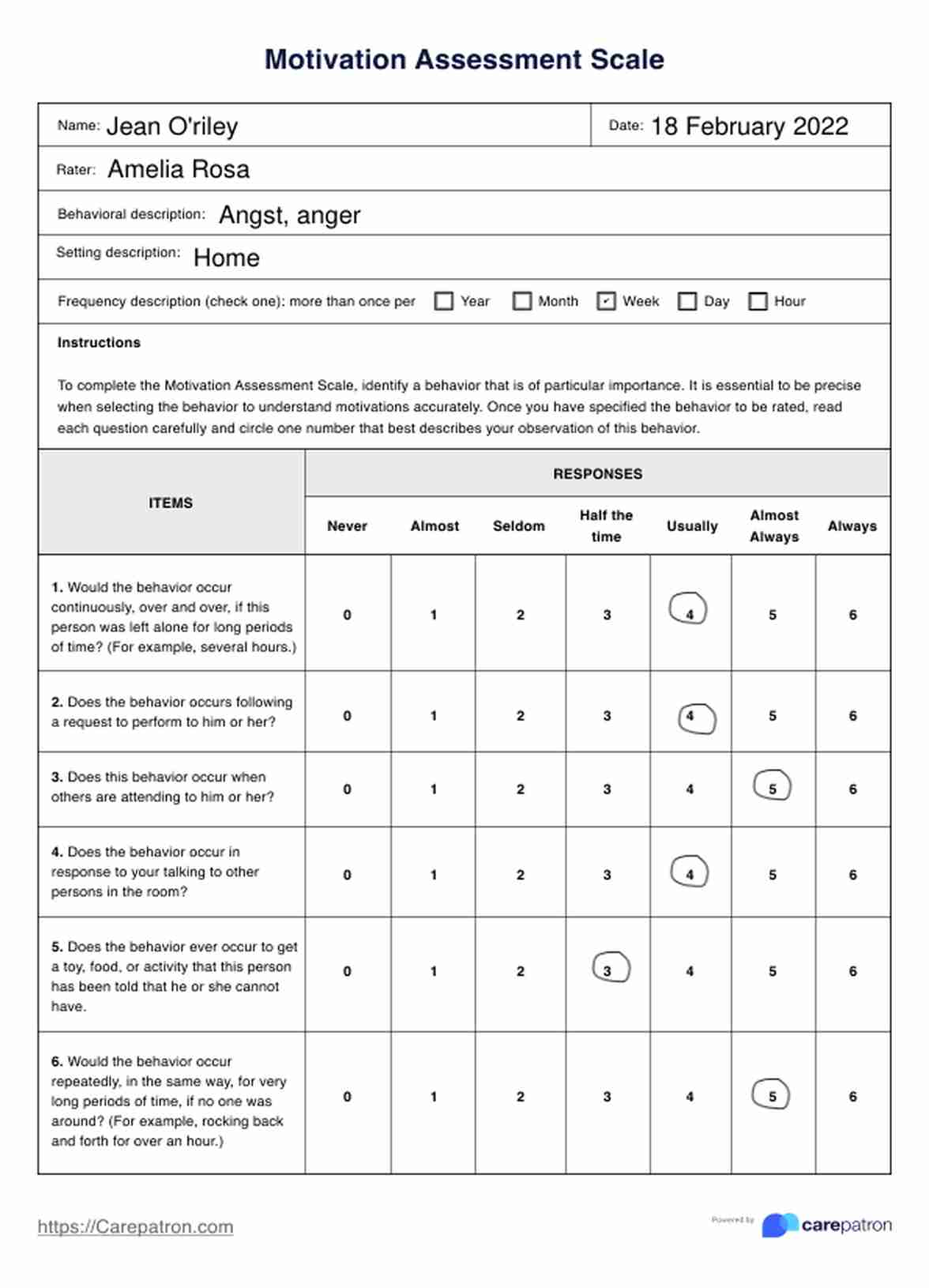 Escala de evaluación de la motivación II PDF Example