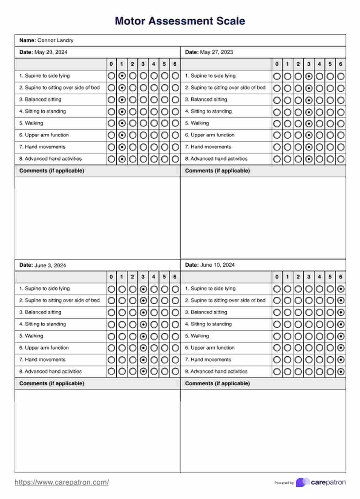 Motor Assessment Scale & Example | Free PDF Download