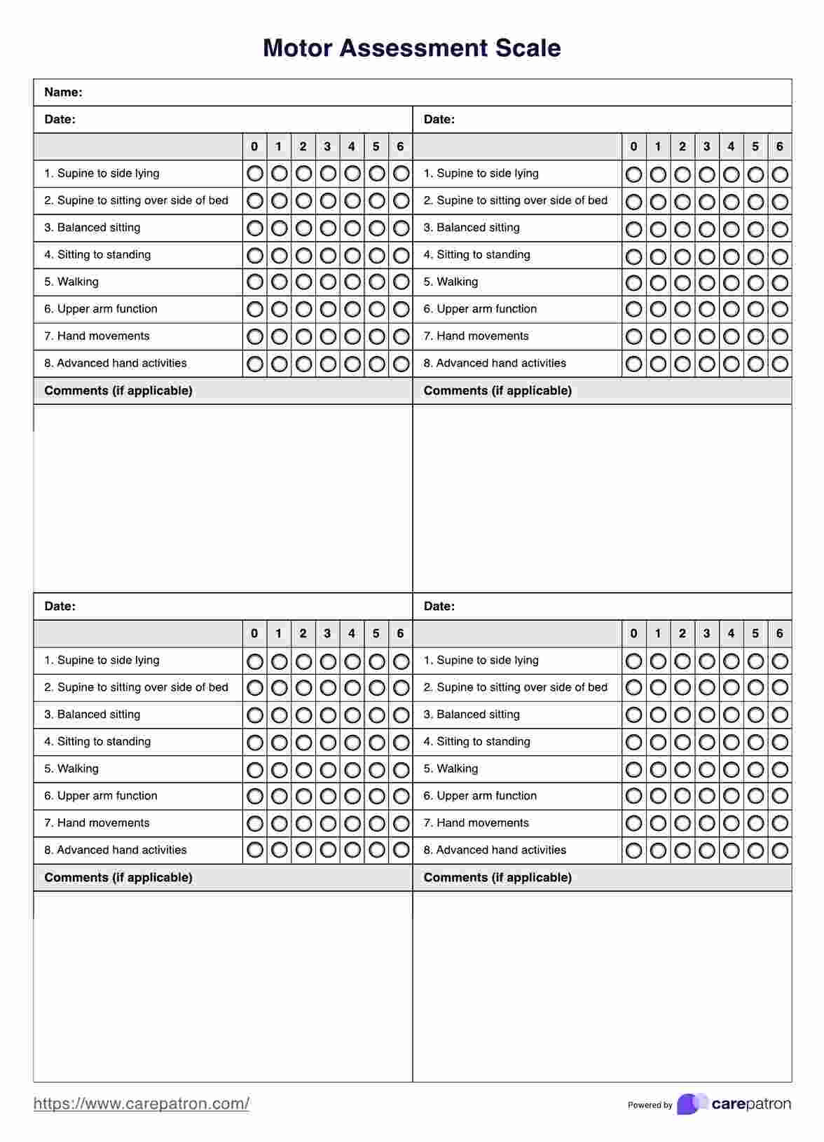 Motor Assessment Scale PDF Example