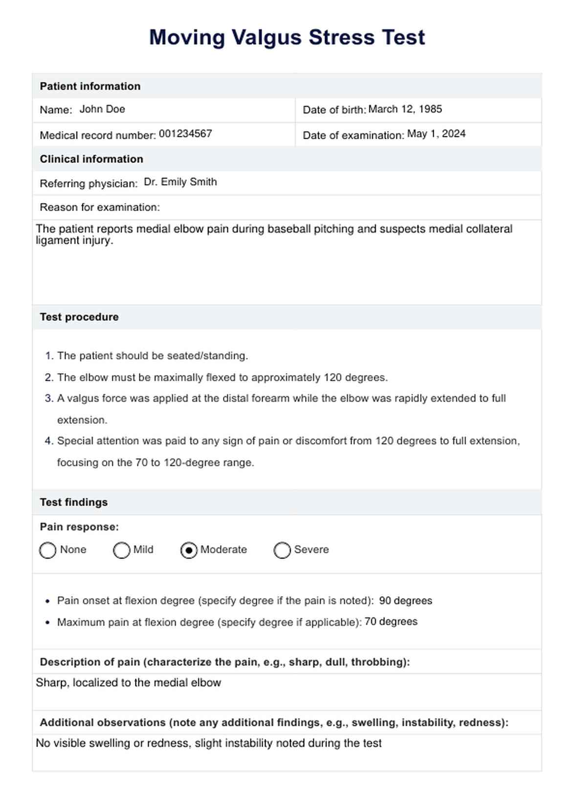 Moving Valgus Stress Test PDF Example