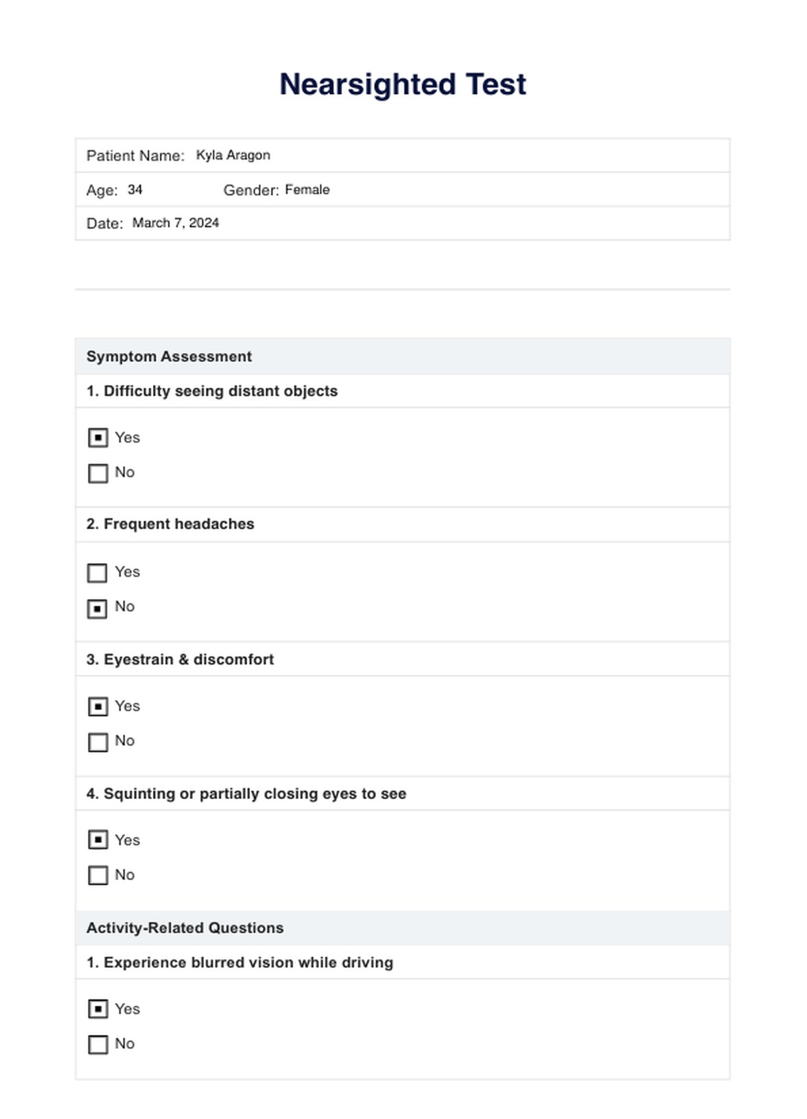 Nearsighted Test PDF Example