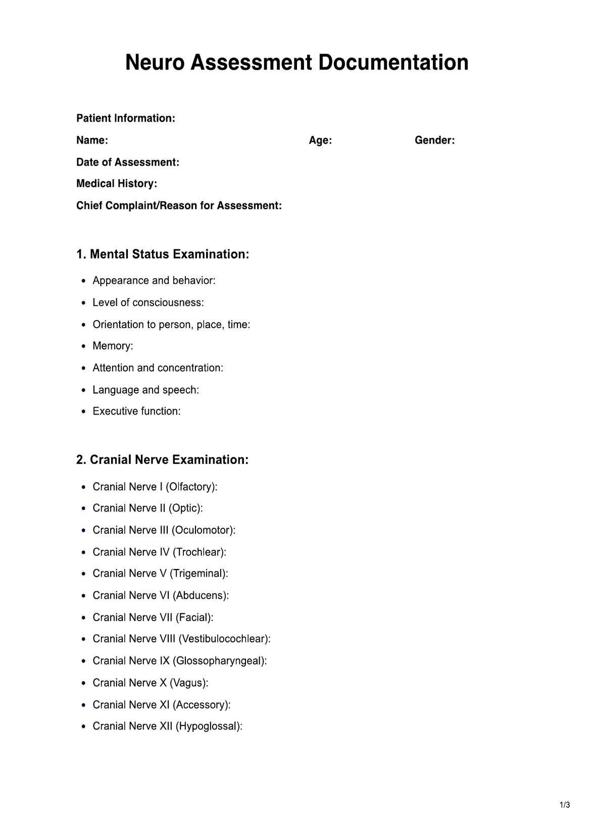 Neuro Assessment Documentation PDF Example