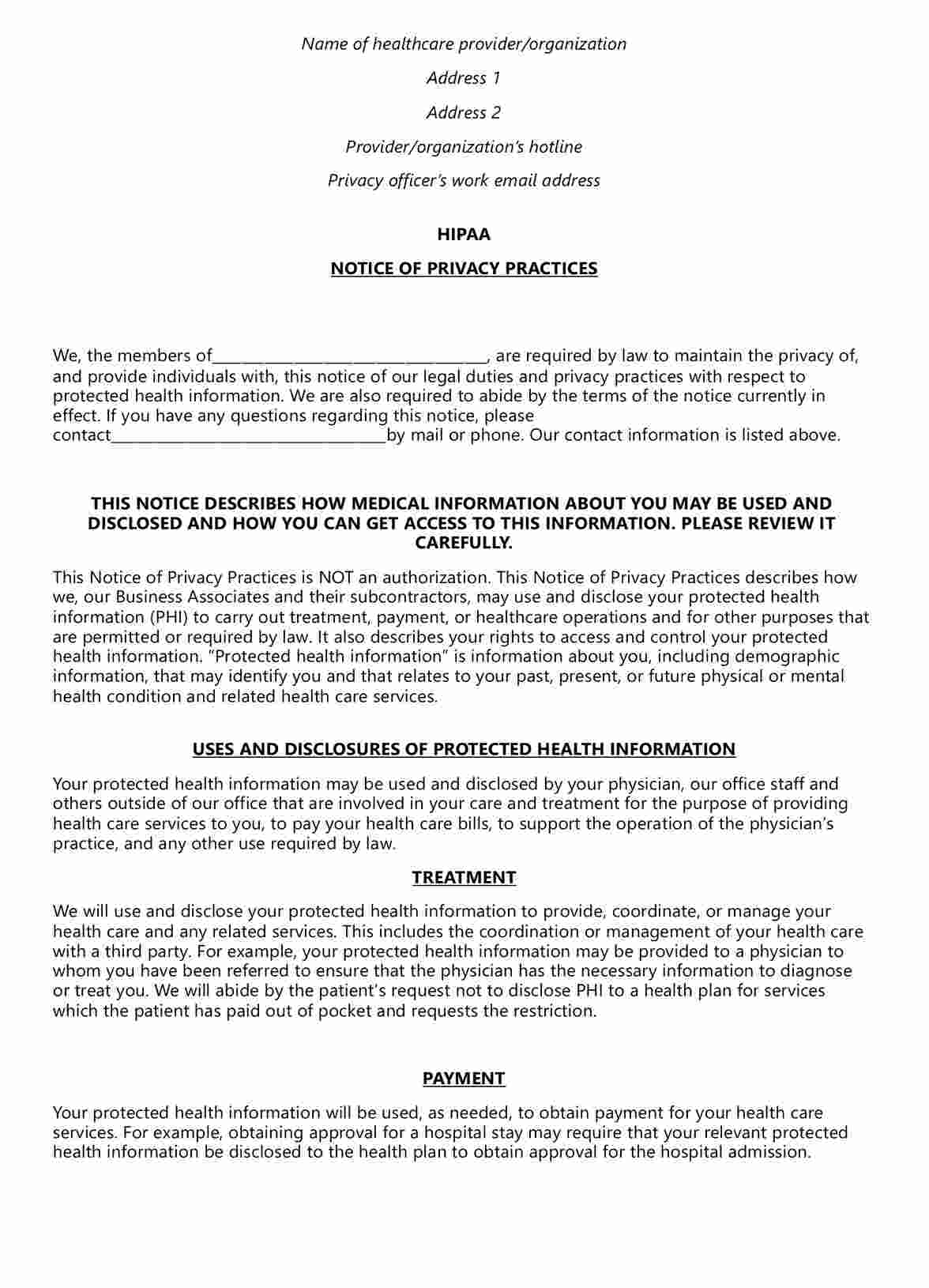 Notice of Privacy Practices (NOPP) PDF Example