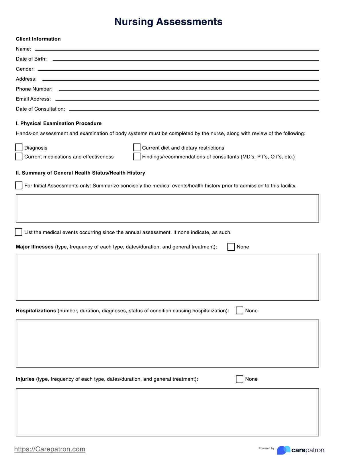 Nursing Assessment PDF Example