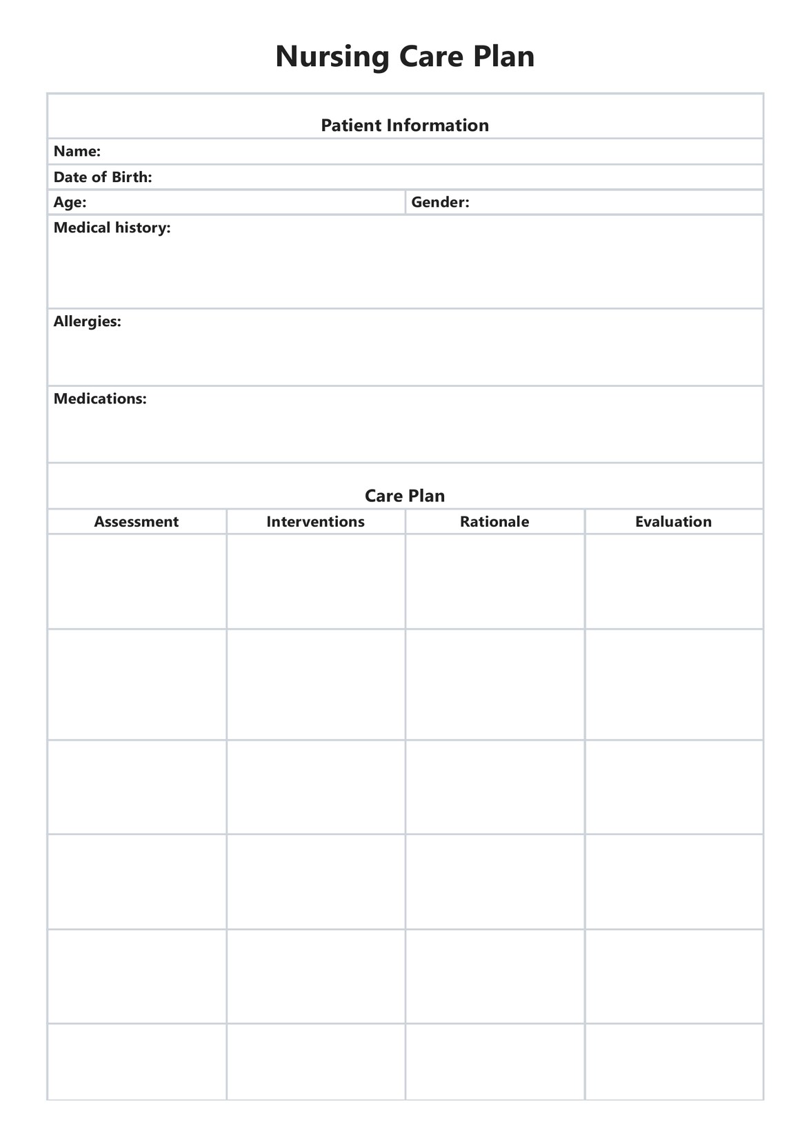 Nursing Care Plan PDF Example