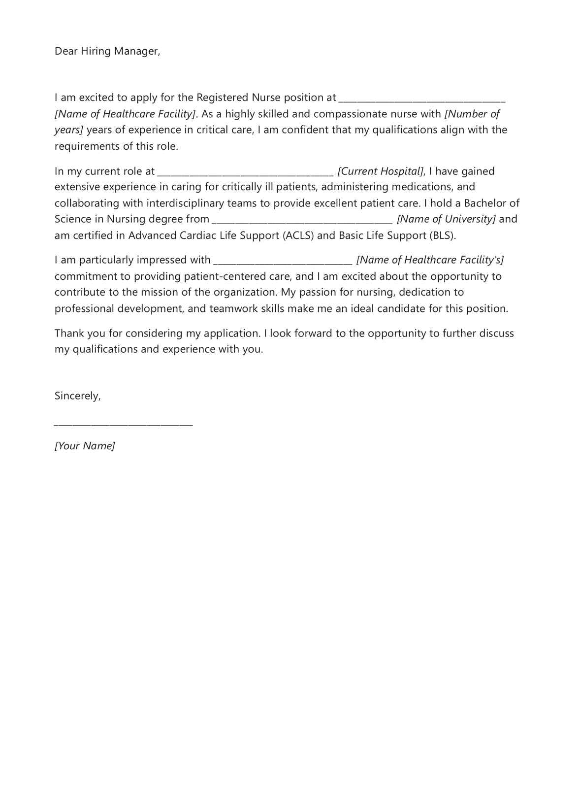 Nursing Cover Letter PDF Example