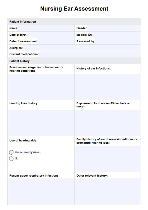 Nursing Ear Assessment PDF Example