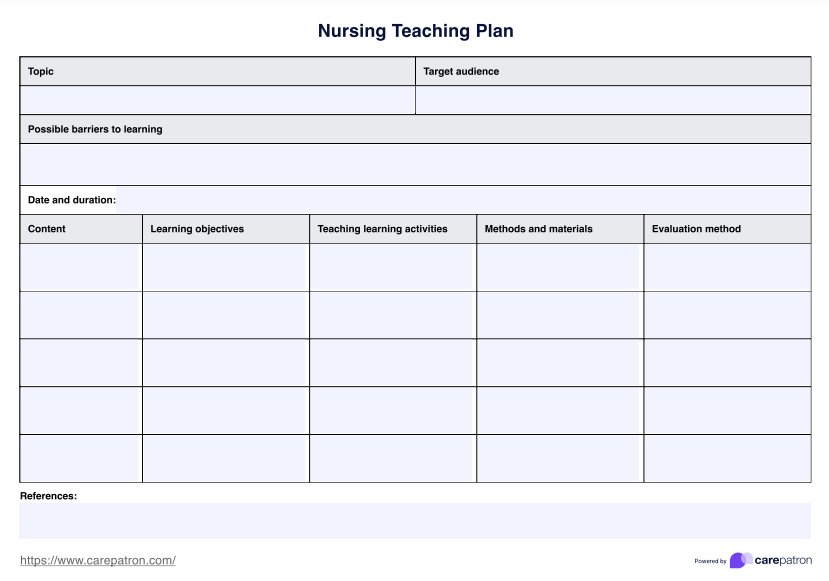 Plan nauczania pielęgniarstwa PDF Example