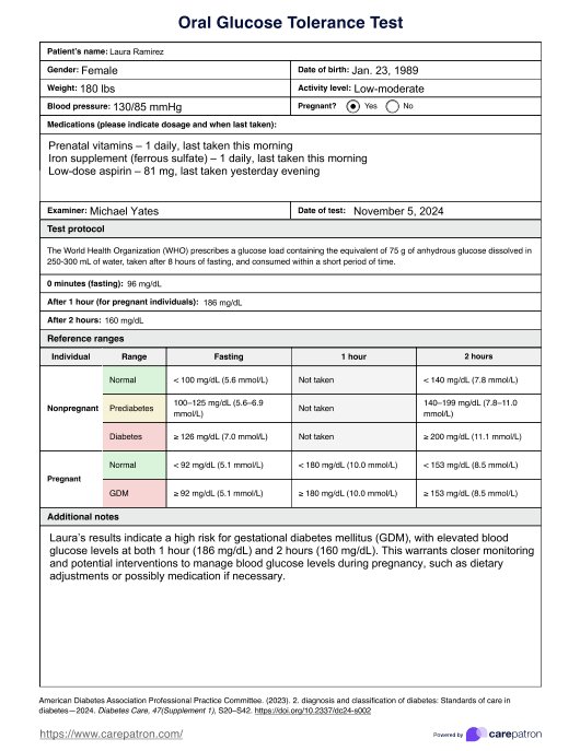 Oral Glucose Tolerance PDF Example