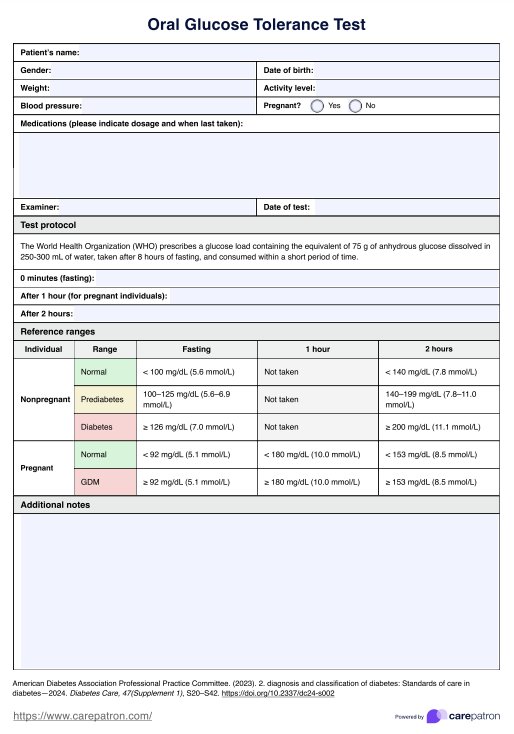 Oral Glucose Tolerance PDF Example