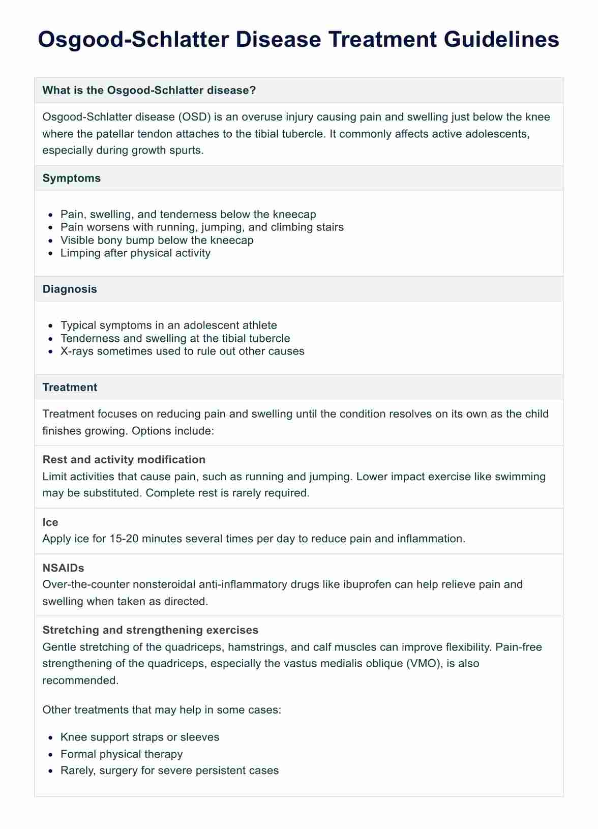 Osgood-Schlatter Disease Treatment Guidelines PDF Example