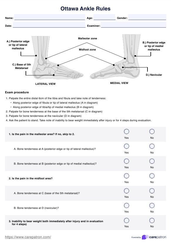 Ottawa Ankle Rules PDF Example