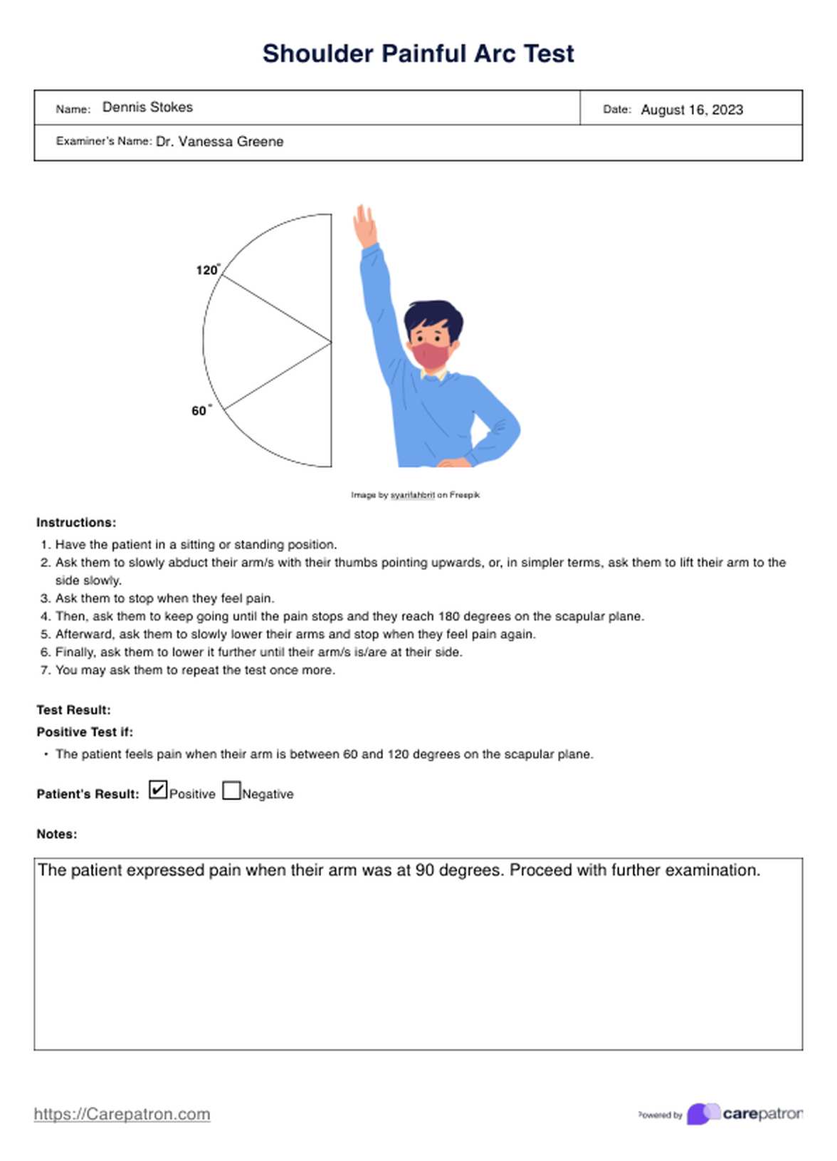 Prueba de arco doloroso PDF Example