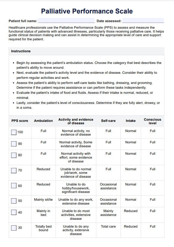 Escala de desempenho paliativo PDF Example