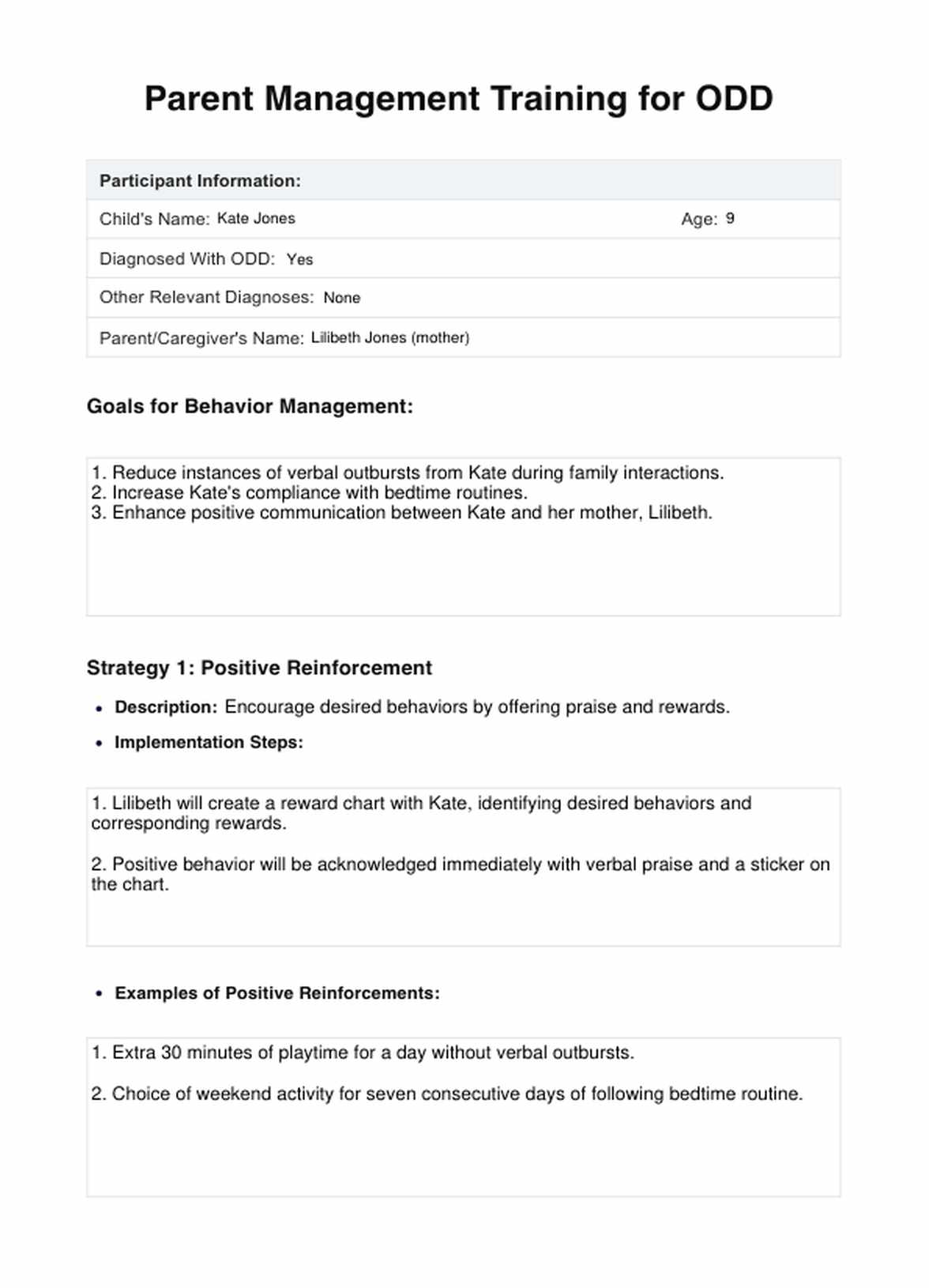 Parent Management Training for ODD PDF Example