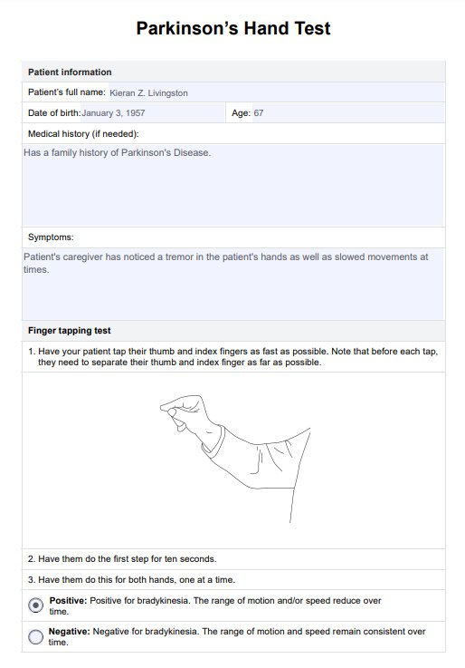 Parkinson’s Hand Test PDF Example