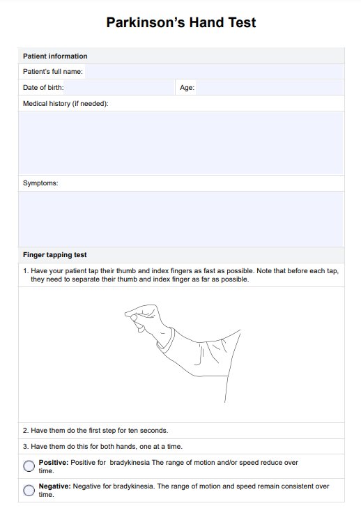 Parkinson’s Hand Test PDF Example