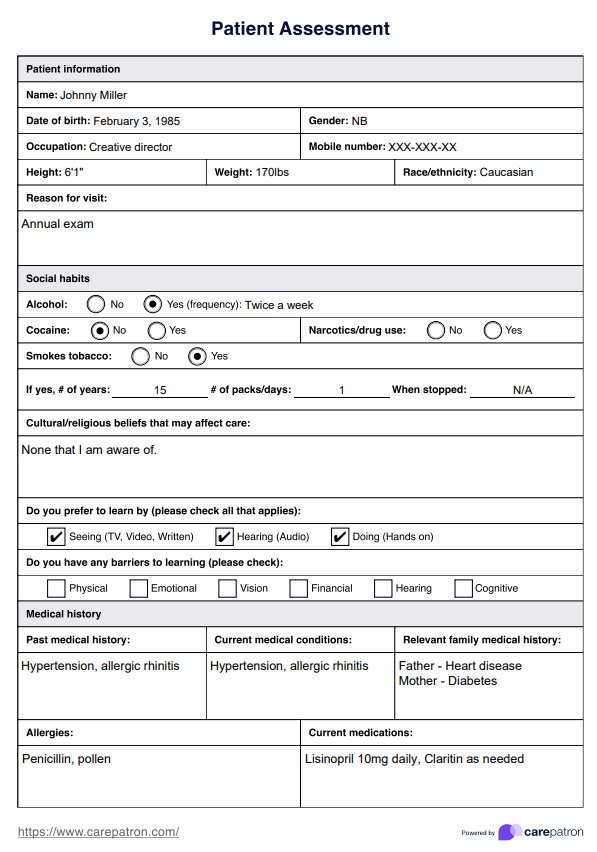 Patient Assessment PDF Example