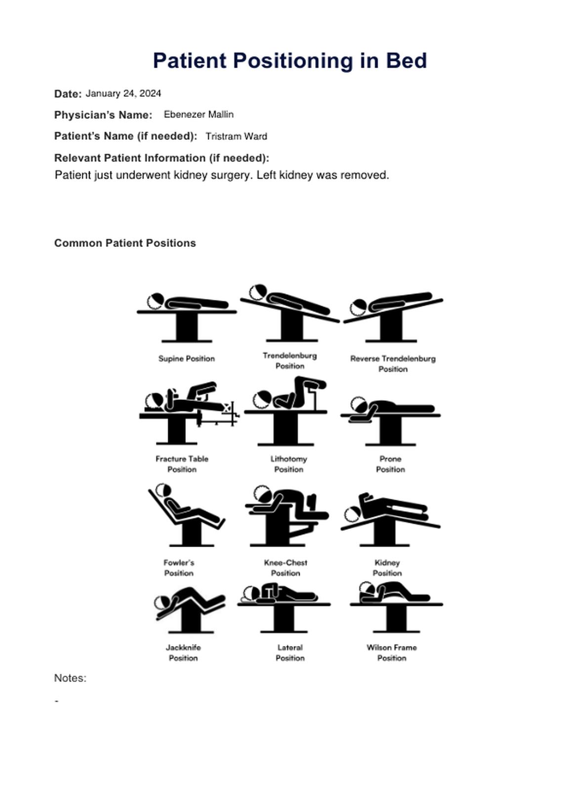 Patient Positioning in Bed PDF PDF Example