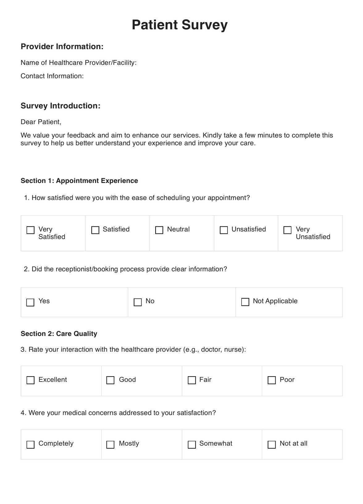 Patient Surveys PDF Example