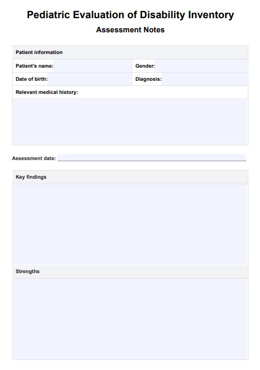 Inventario de evaluación pediátrica de la discapacidad PDF Example