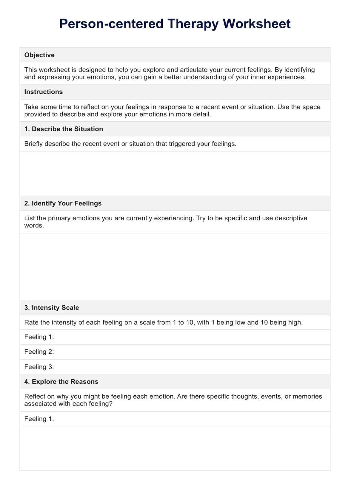 Person-Centered Therapy Worksheets PDF Example