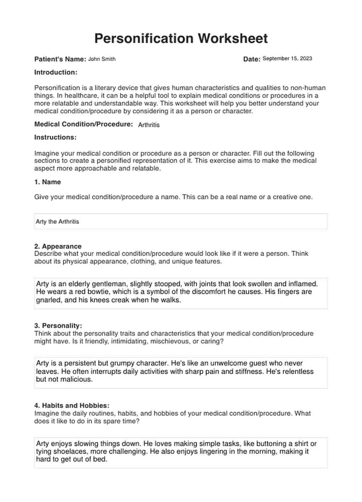 Personification Worksheets PDF Example