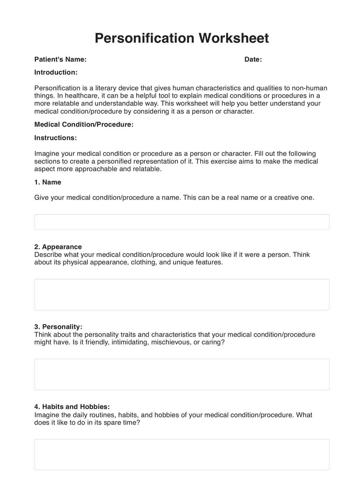 Personification Worksheets PDF Example