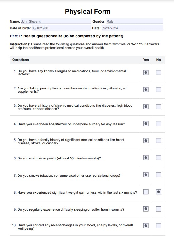 Körperliche Form PDF Example