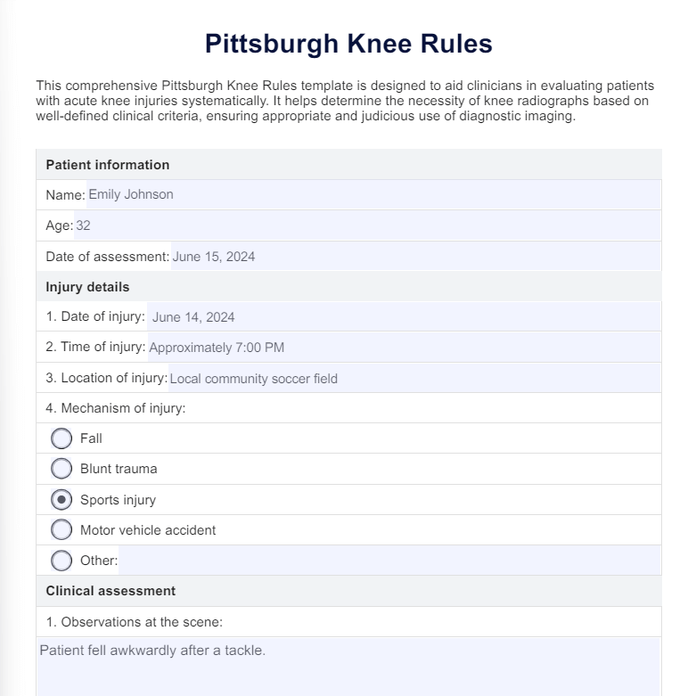 Pittsburgh Knee Rule PDF Example