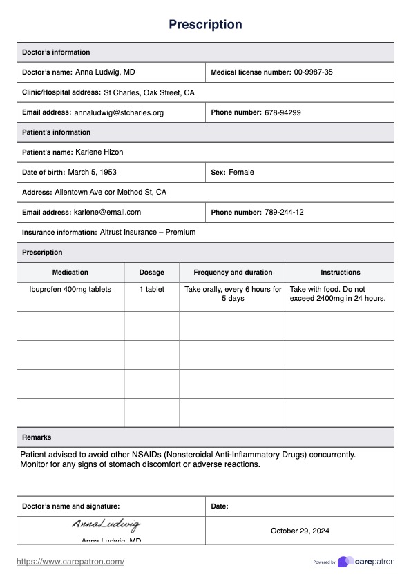 Templat preskripsi PDF Example