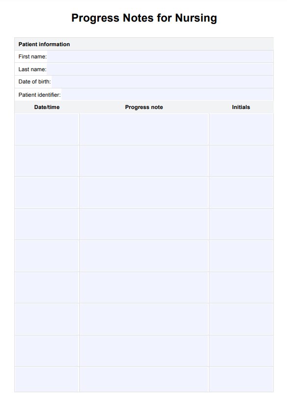 Modelo de notas de progresso para enfermagem PDF Example