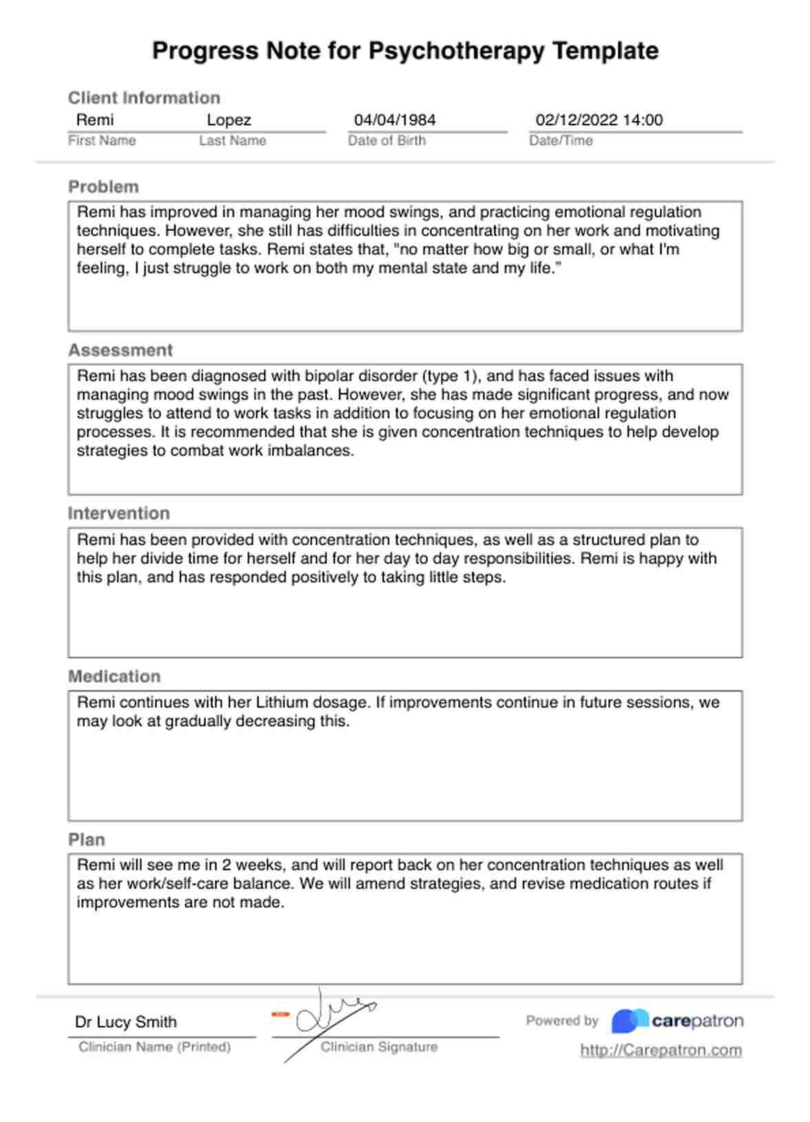 Progress Notes For Psychotherapy Template PDF Example