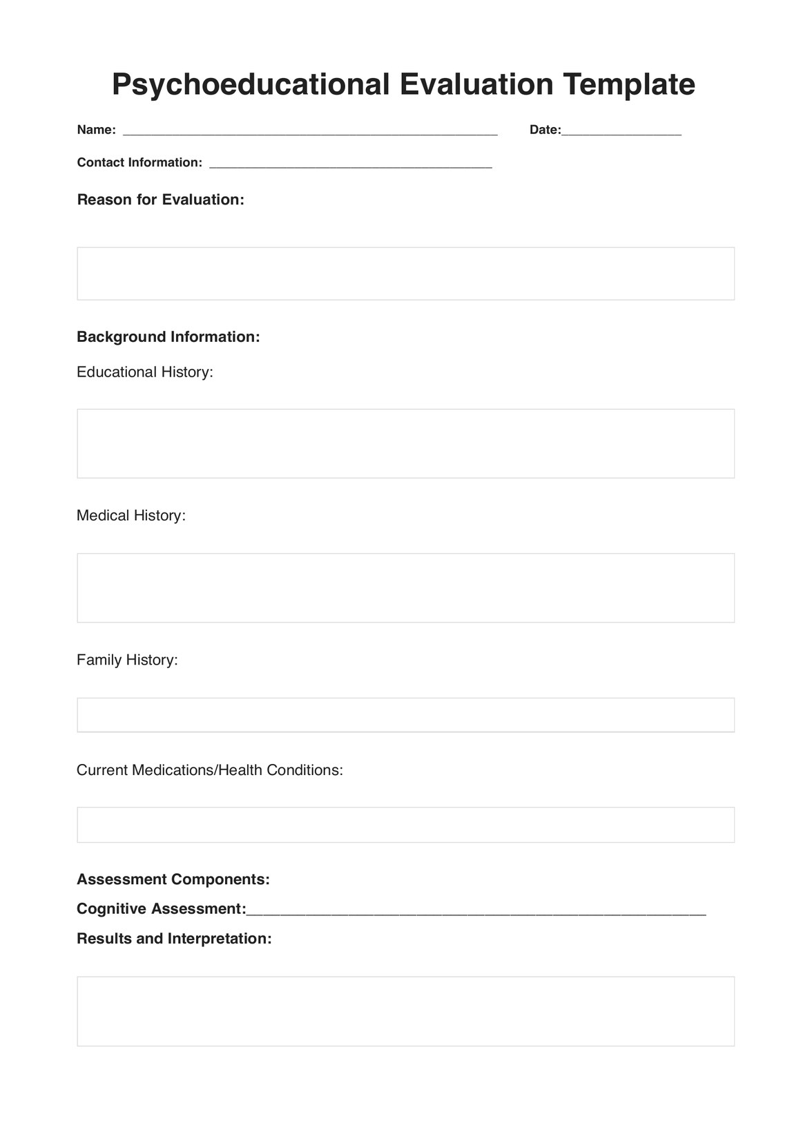 Psychoeducational Evaluations PDF Example
