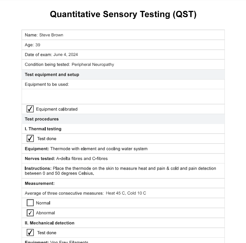 Quantitative Sensory Testing PDF Example