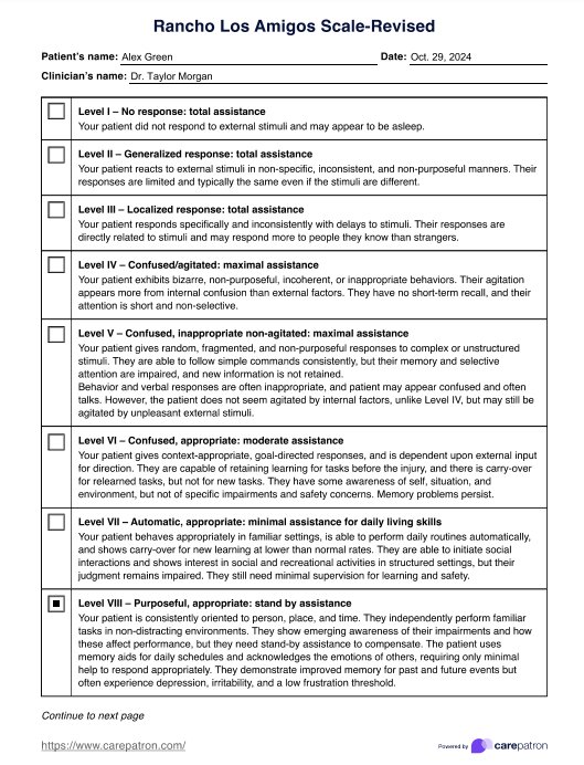 Escala de rancho los amigos PDF Example