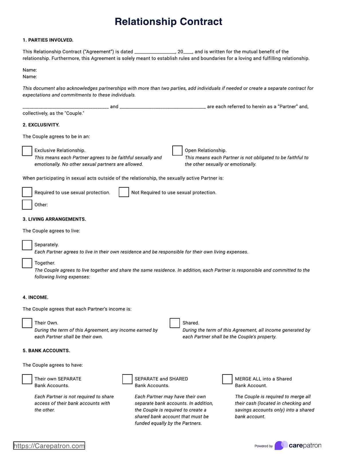Relationship Contract PDF Example