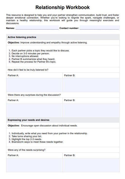 Relationship Workbook PDF Example