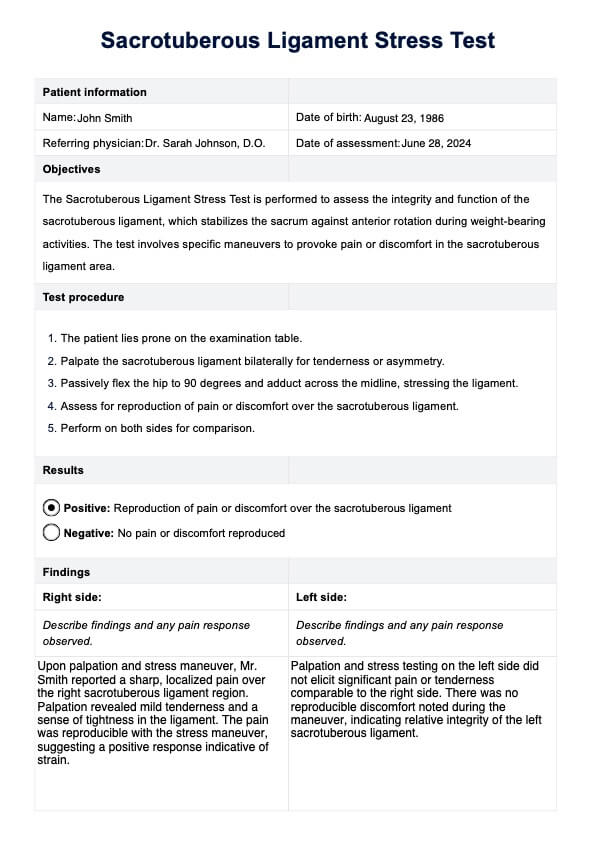 Prueba de esfuerzo del ligamento sacrotuberoso PDF Example