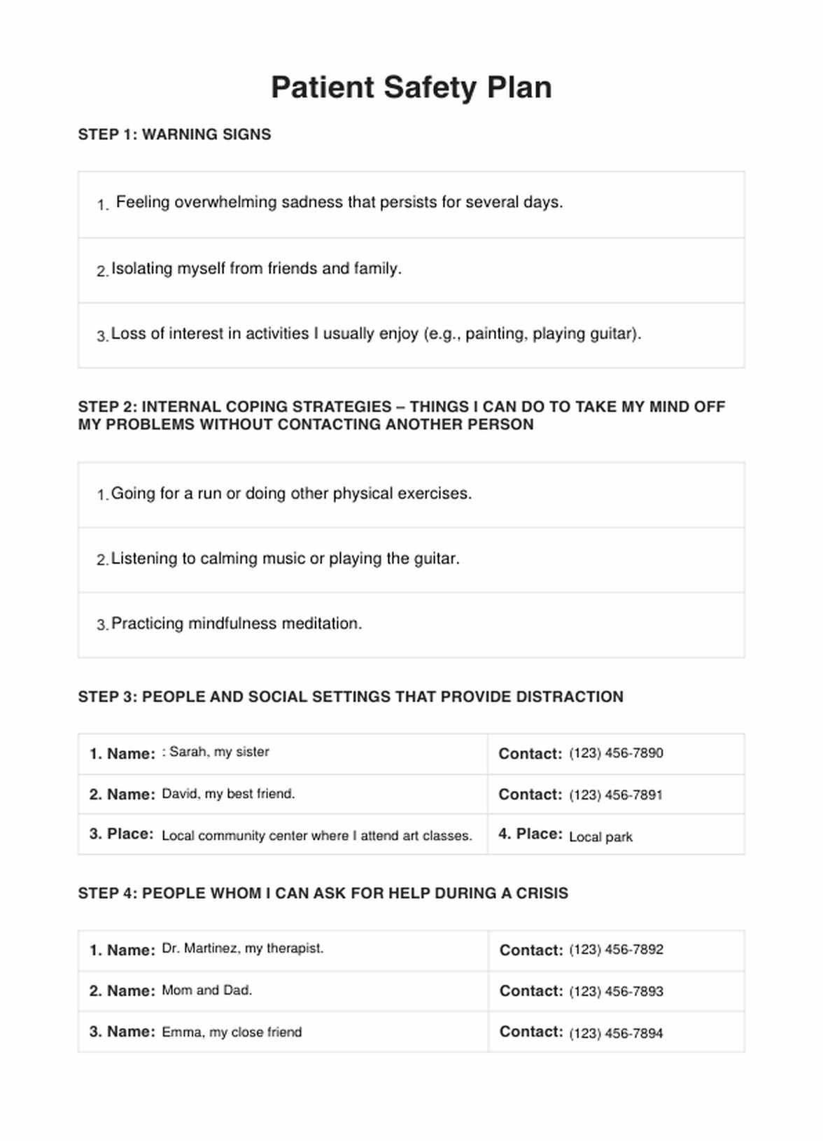 Safety Plans PDF Example