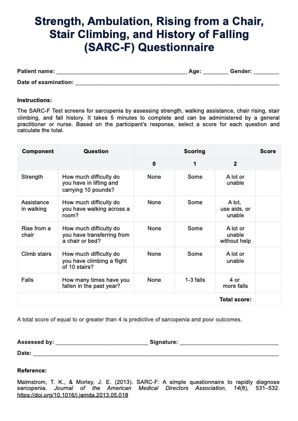 Cuestionario SARC-F PDF Example