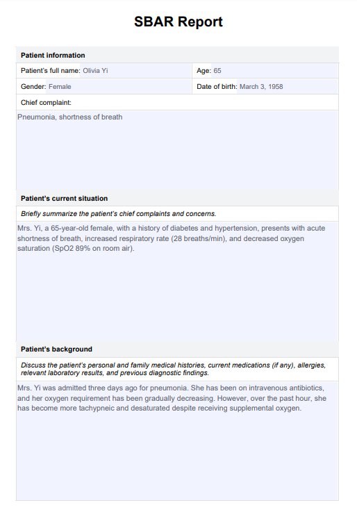 Plantilla de SAER (situación-antecedentes-evaluación-recomendación) PDF Example