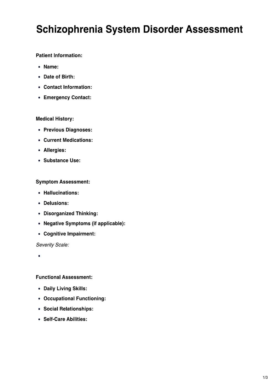 Schizophrenia System Disorder PDF Example