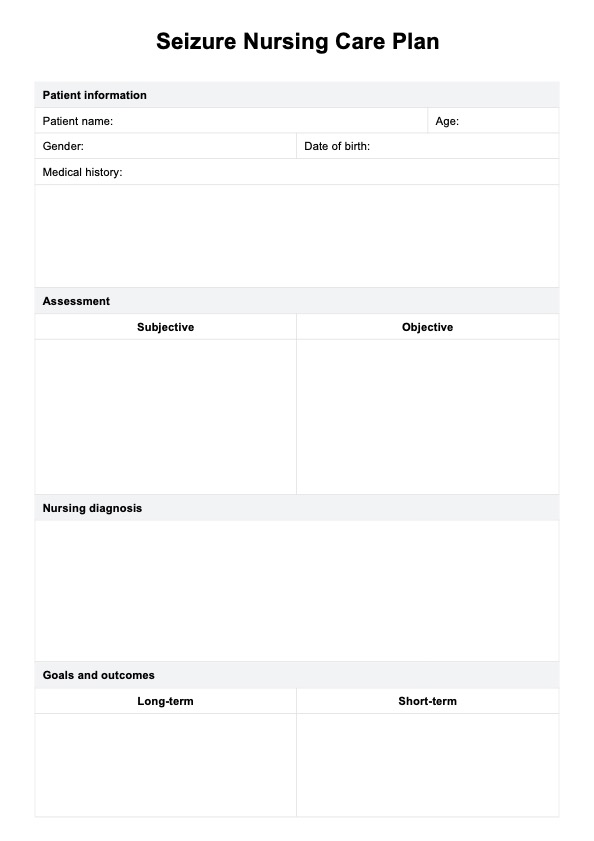 Sygeplejeplan for anfald PDF Example