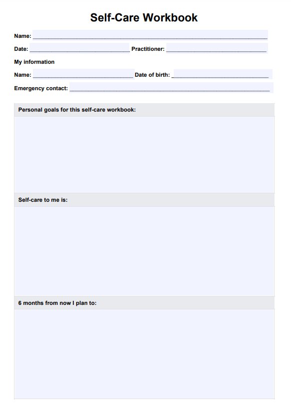 Self-Care Workbook PDF Example