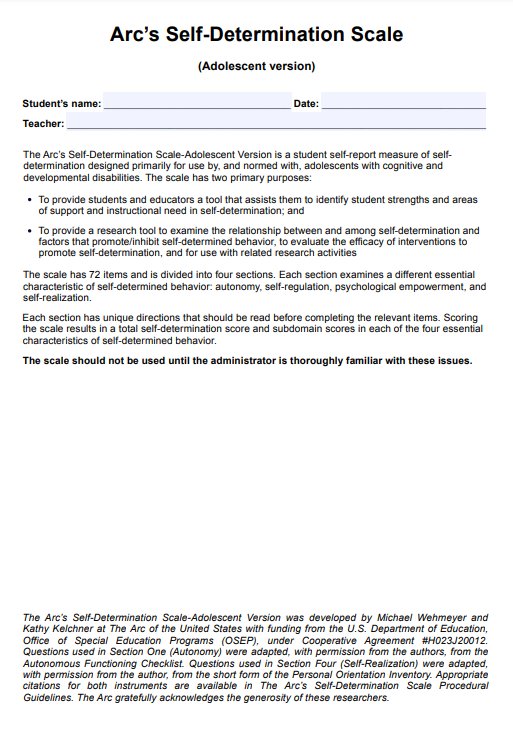 Self-Determination Scale PDF Example