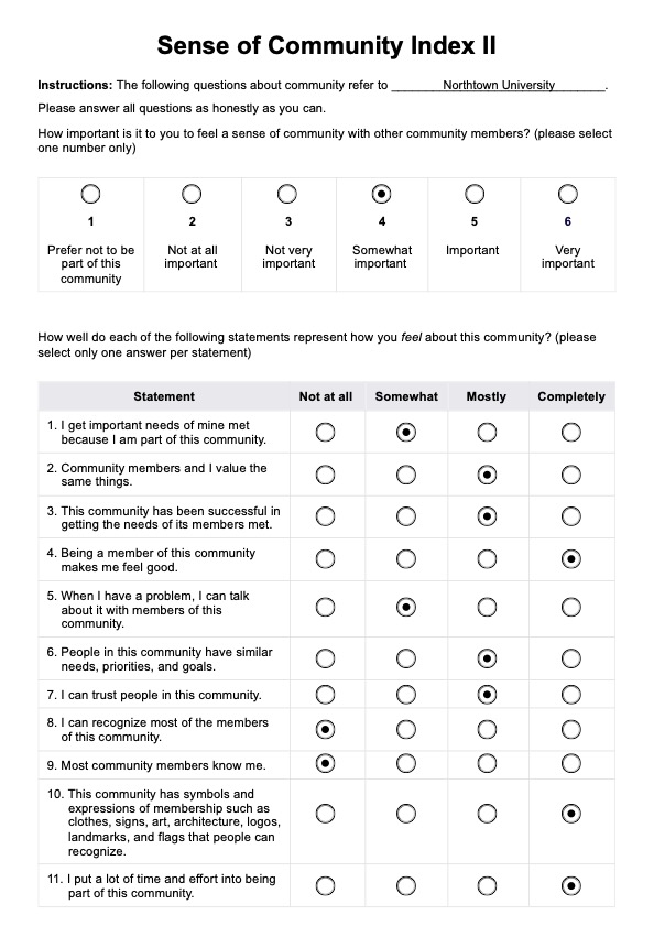 Sense of Community Index PDF Example