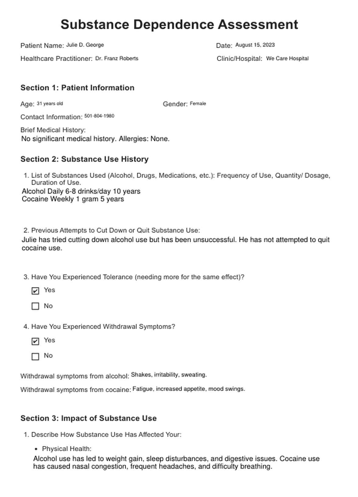 Severidad de dependencia (ESD) (escala de severidad de dependencia) PDF Example